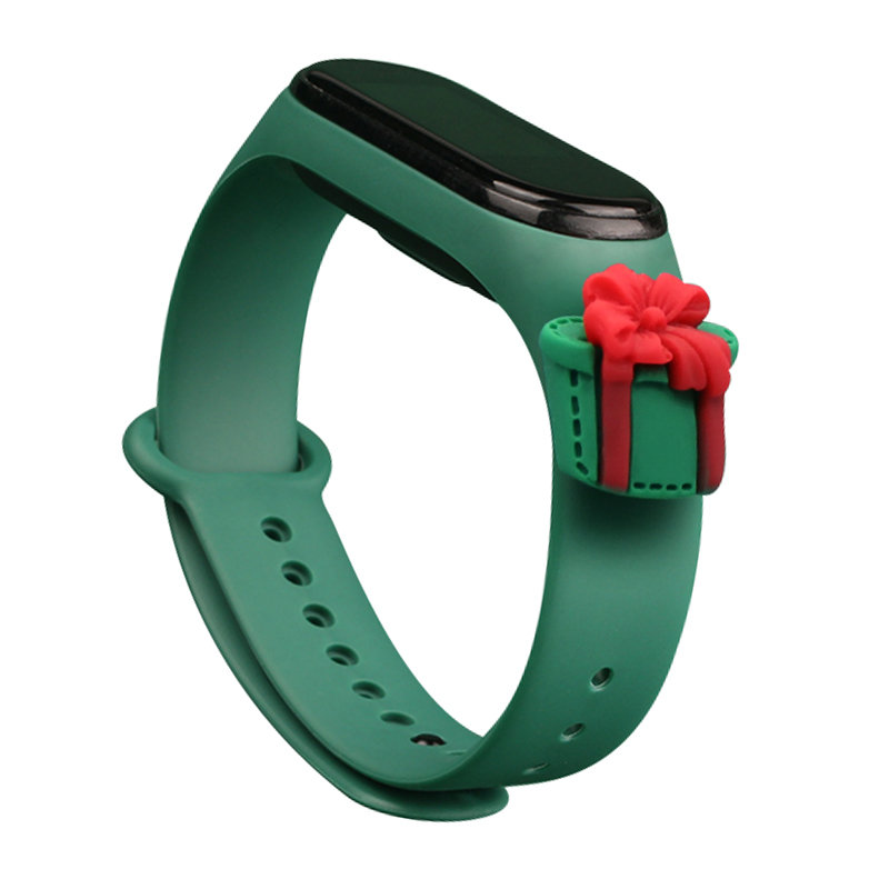Christmas Strap Λουράκι Σιλικόνης (Xiaomi Mi Band 4 / 3) dark-green present