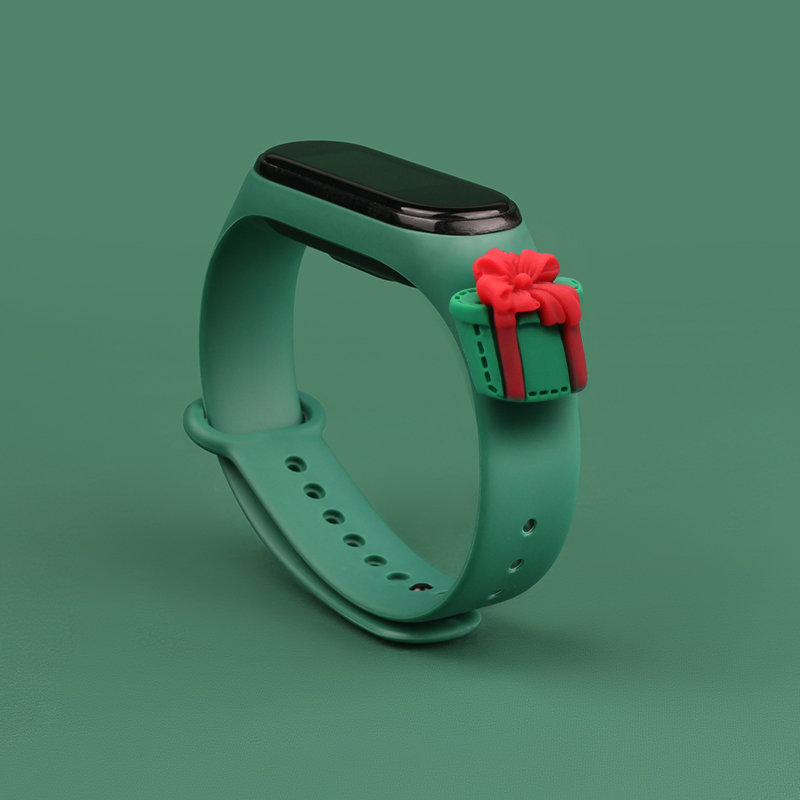Christmas Strap Λουράκι Σιλικόνης (Xiaomi Mi Band 4 / 3) dark-green present
