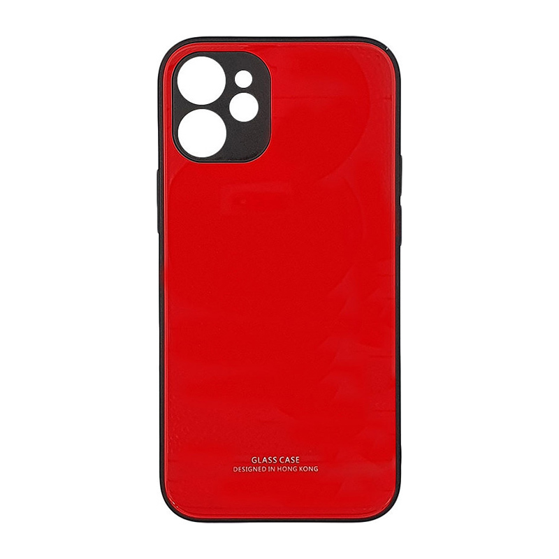 Tempered Glass Case Back Cover (iPhone 12 Mini) red