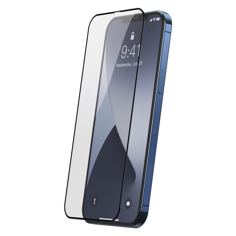 Baseus 2x 0.25mm Tempered Glass Black Frame (iPhone 12 / 12 Pro) black (KC01)