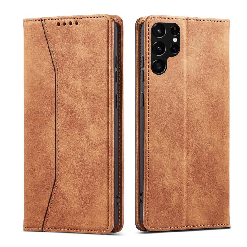 Magnet Fancy Wallet Case (Samsung Galaxy S22 Ultra) brown