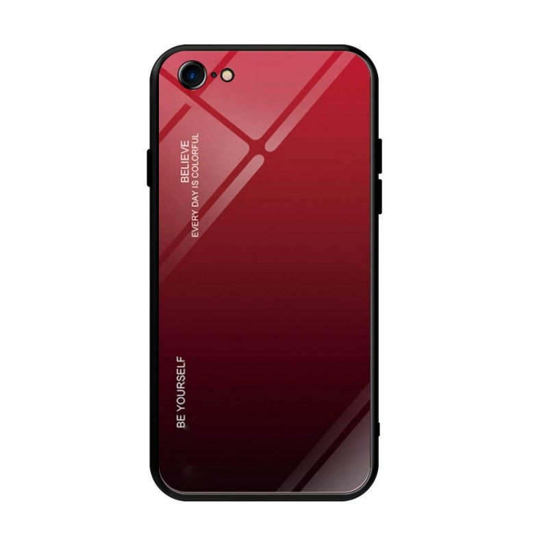 Tempered Glass Case Back Cover (iPhone SE 2 / 8 / 7) black-red