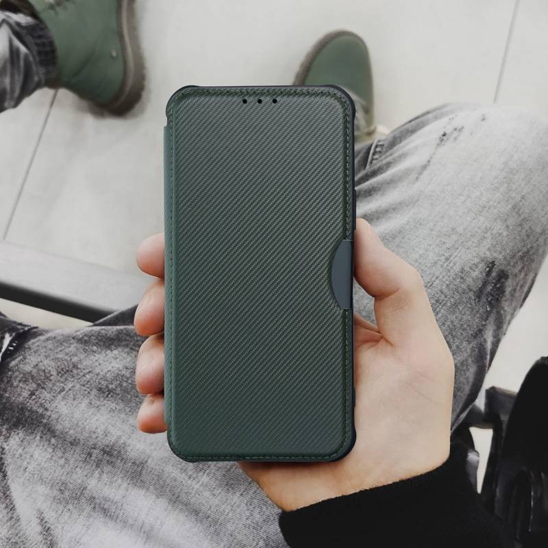 Forcell Razor Carbon Book Cover Case (Xiaomi Redmi Note 11 / 11S 4G) dark-green