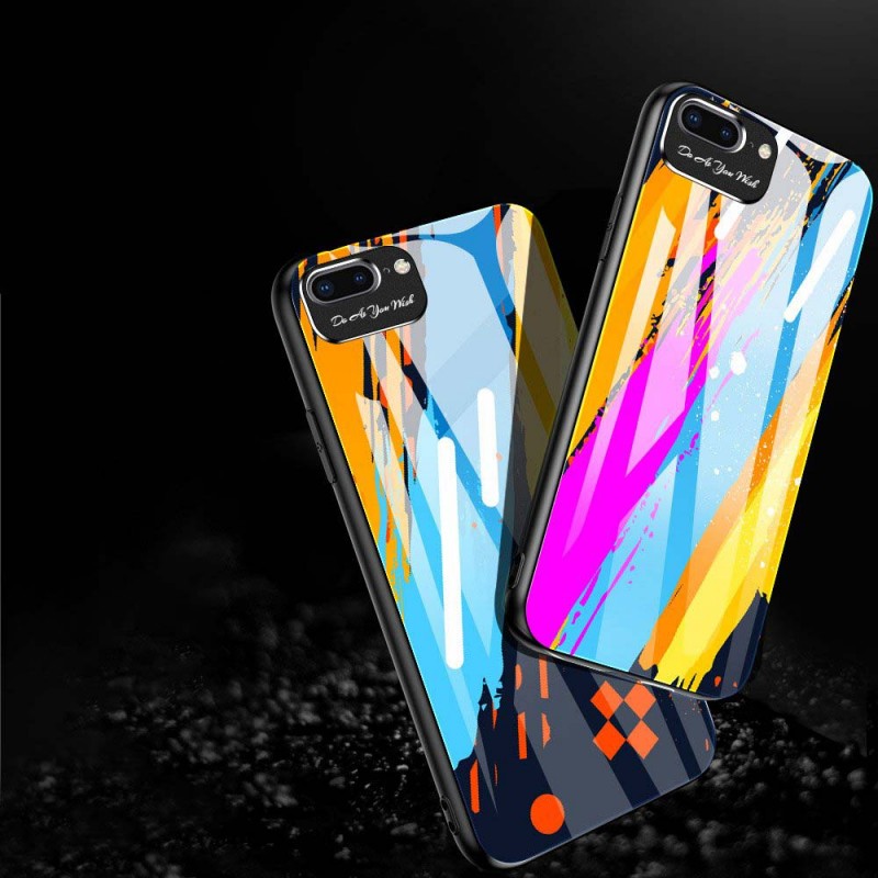 Colored Tempered Glass Case With Camera Cover (iPhone 8 Plus / 7 Plus) mix colors pattern 3