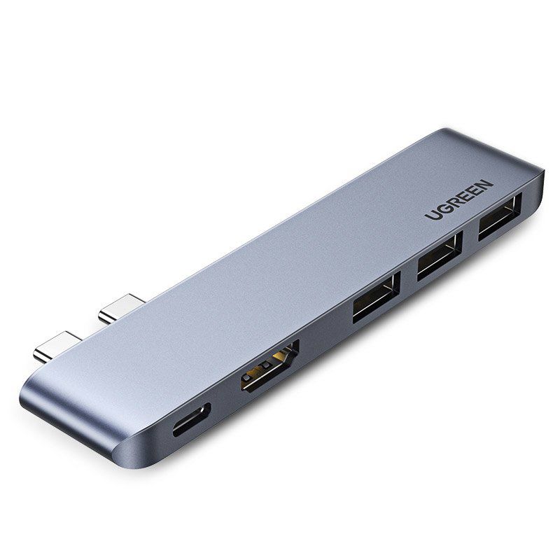 Ugreen HUB 2xType-C PD MacBook Pro / Air (Thunderbolt 3 100W 10 Gbps / HDMI 4K / 3xUSB 3.0) grey