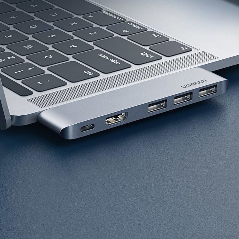 Ugreen HUB 2xType-C PD MacBook Pro / Air (Thunderbolt 3 100W 10 Gbps / HDMI 4K / 3xUSB 3.0) grey