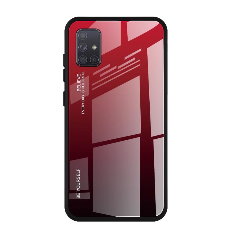 Tempered Glass Case Back Cover (Samsung Galaxy A71) black-red