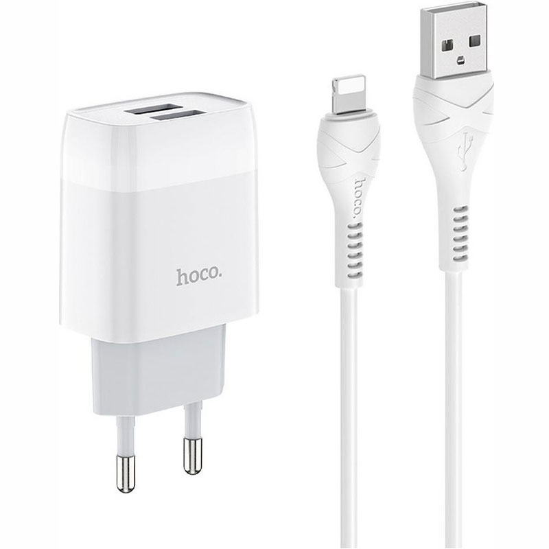 Hoco Wall Charger N4 Aspiring 2,4A with Lightning Cable (white)