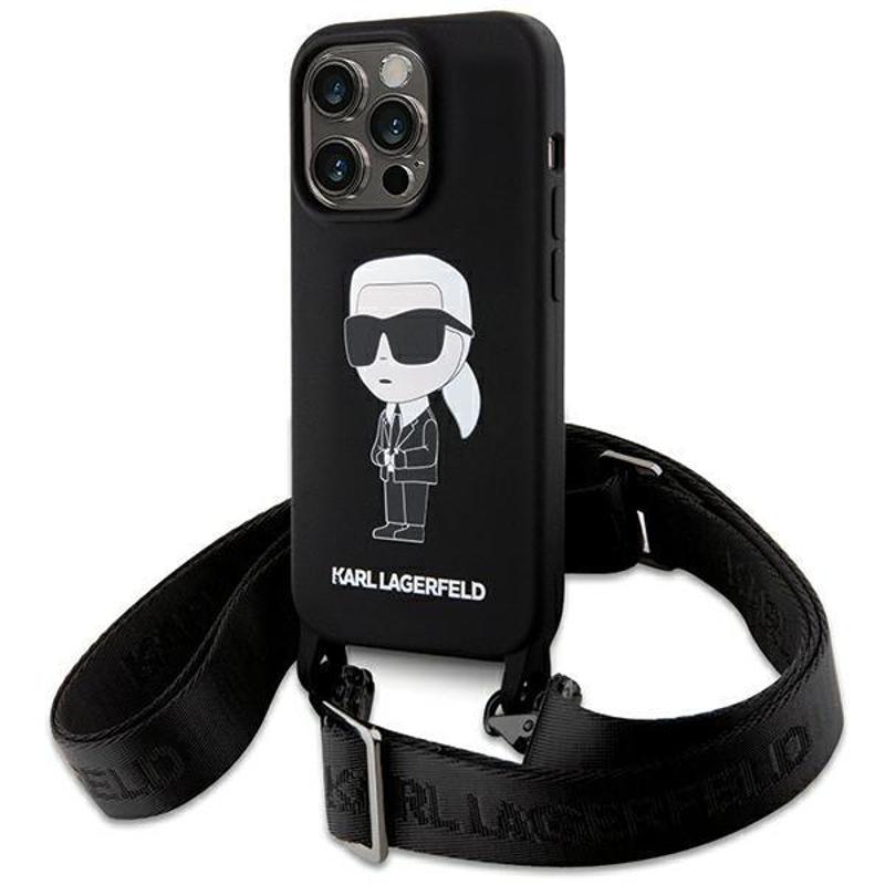 Karl Lagerfeld® Crossbody Silicone Ikonik Hardcase Cover (iPhone 15 Pro Max) black