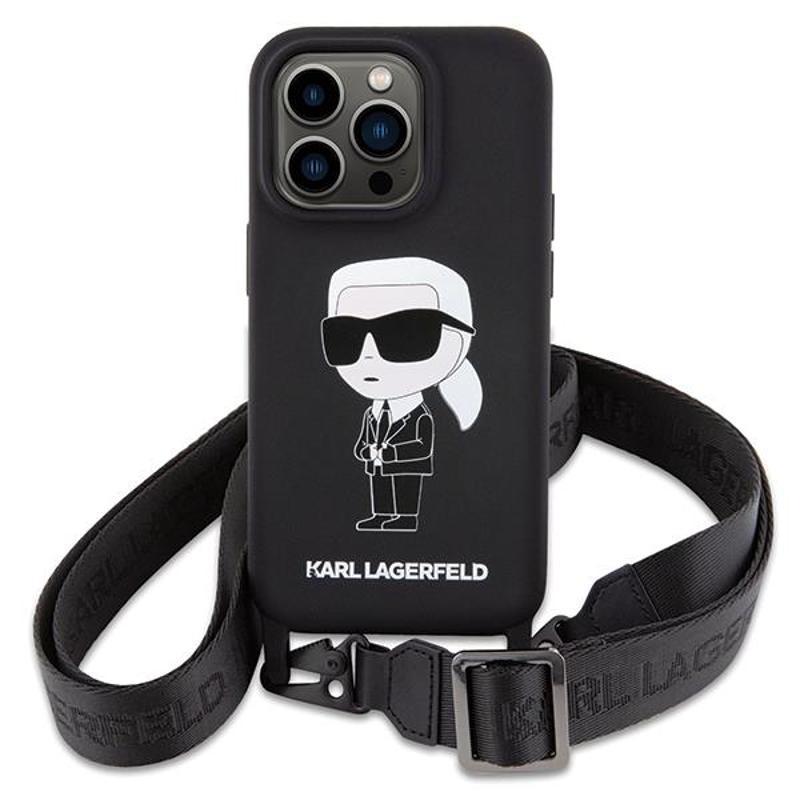 Karl Lagerfeld® Crossbody Silicone Ikonik Hardcase Cover (iPhone 15 Pro Max) black