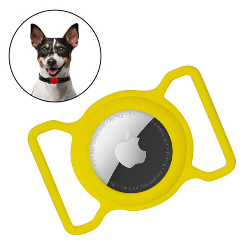 Θήκη Σιλικόνης με Κολάρο Σκύλου / Γάτας (Apple AirTag) yellow