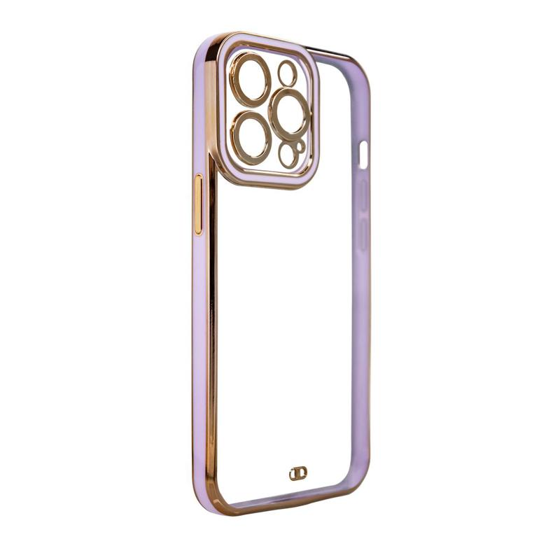 Gold Frame Gel Case Back Cover (iPhone 13) purple