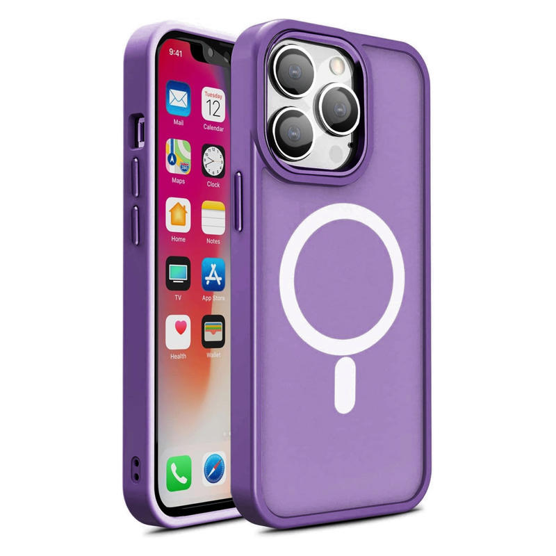 Color Matte Magnetic MagSafe Back Cover Case (iPhone 15 Pro) purple