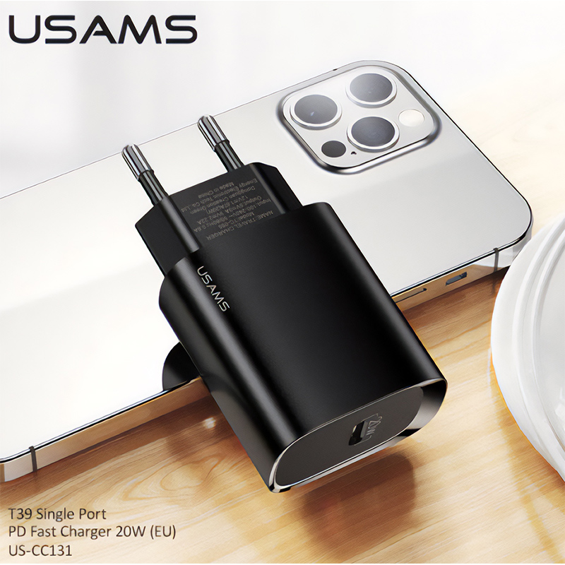 Usams Wall Charger Type-C PD QC3.0 20W 3A (US-CC131) (black)