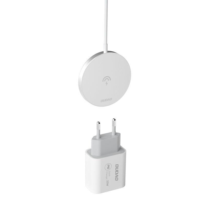 Dudao Kit 15W Aσύρματος Φορτιστής Qi + 20W Wall charger (MagSafe Compatible) white