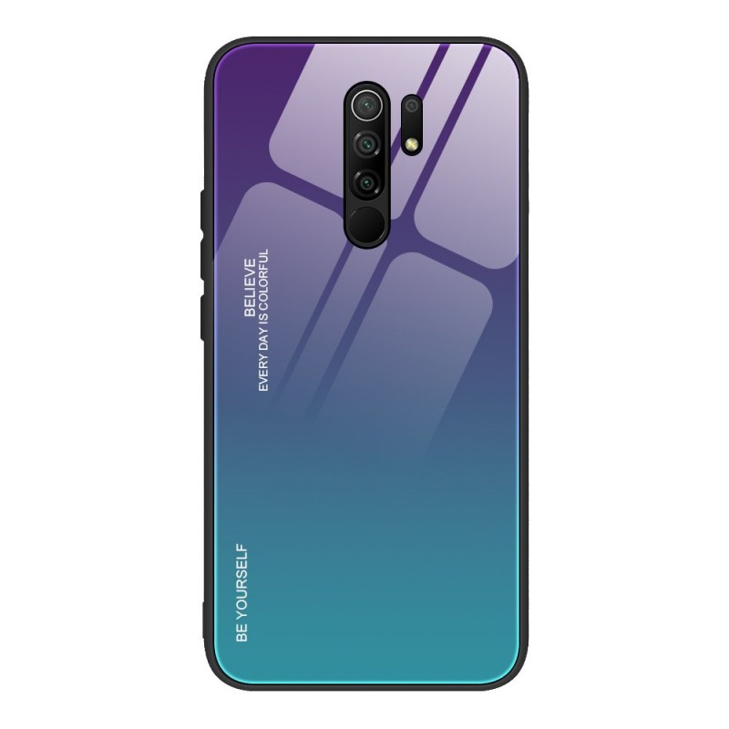 Tempered Glass Case Back Cover (Xiaomi Redmi 9) green-purple