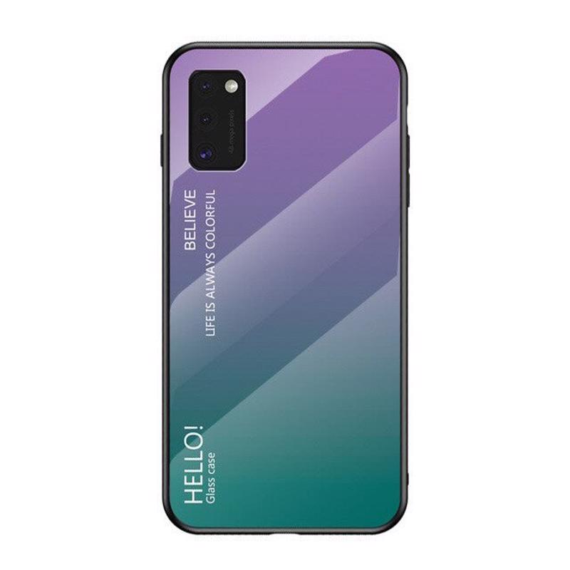 Tempered Glass Case Back Cover (Samsung Galaxy A41) green-purple