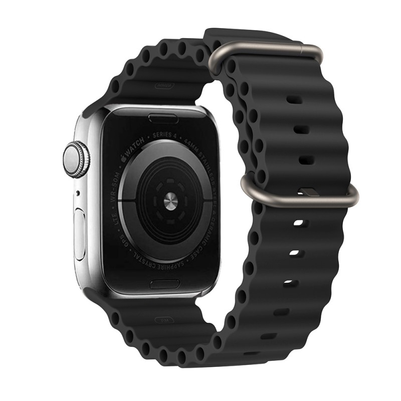 Silicone Smart Loop Λουράκι (Apple Watch All Models) (42/44/45/49mm) design 1 (black)