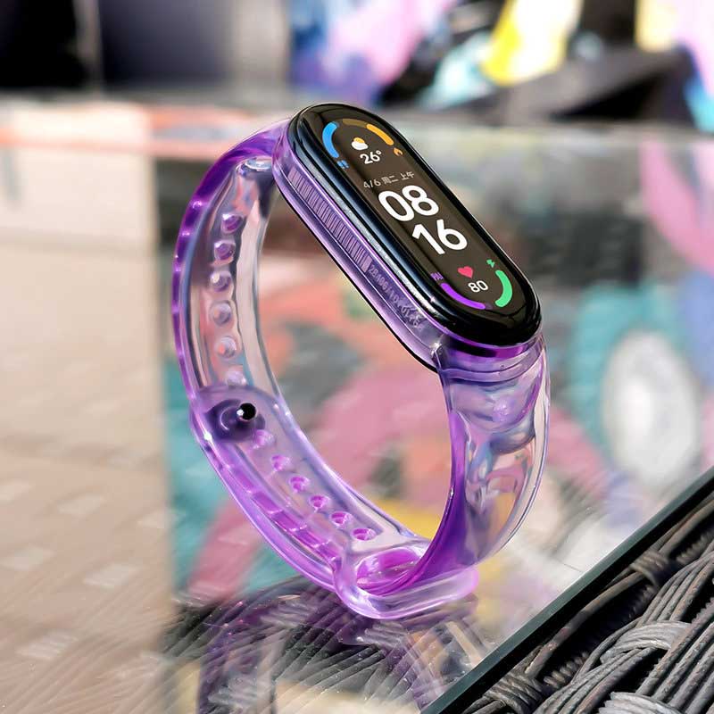 Semi-Multicolor Band Λουράκι Σιλικόνης (Xiaomi Mi Band 4 / 3) clear-purple (1 τμχ)