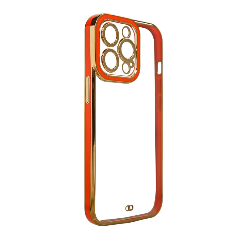 Gold Frame Gel Case Back Cover (iPhone 13 Pro Max) red