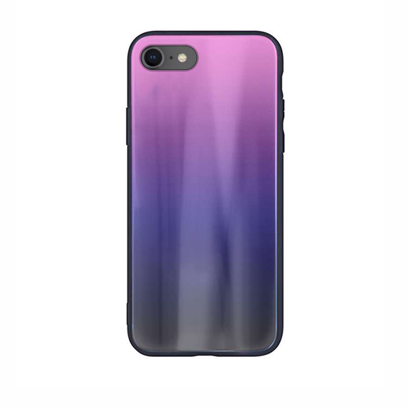 Aurora Glass Case Back Cover (iPhone SE 2 / 8 / 7) pink-black