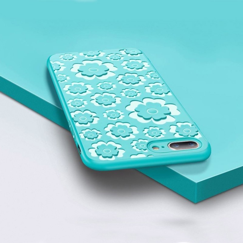 MSVII Flower Case Back Cover (iPhone SE 2 / 8 / 7) turquoise