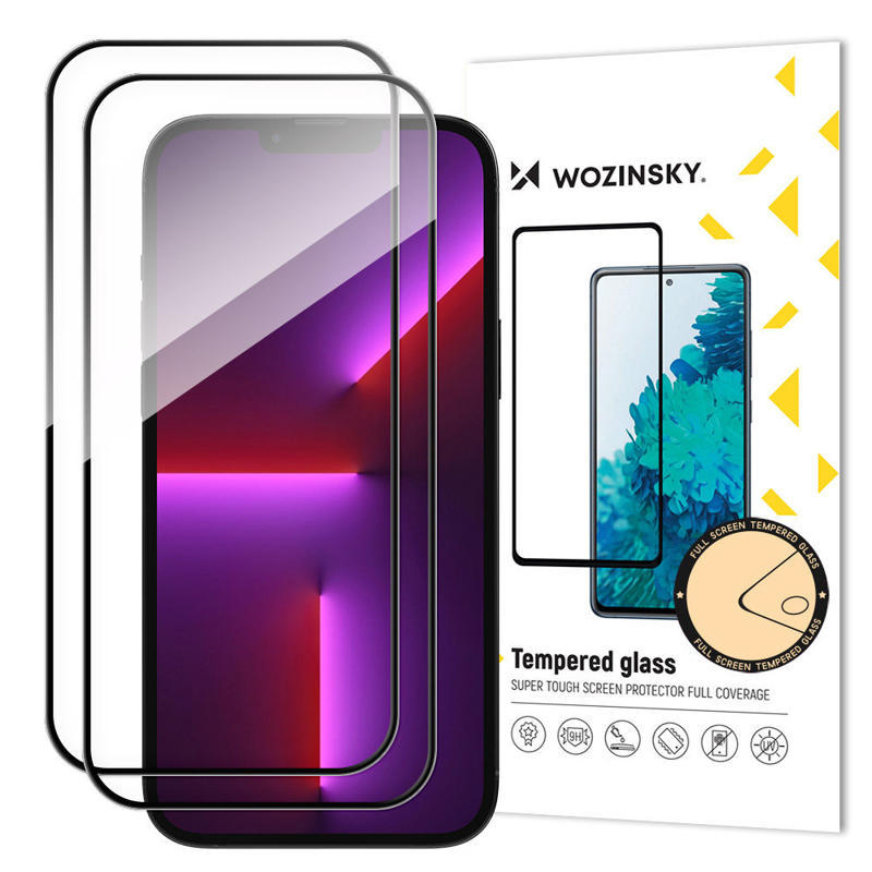 Wozinsky 2x Tempered Glass Full Glue Coveraged (iPhone 15 Pro Max) black