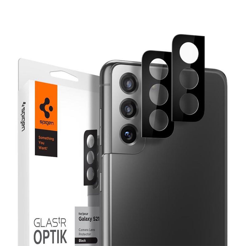 Spigen® GLAS.tR™ (x2Pack) Optik Camera Lens (Samsung Galaxy S21) black