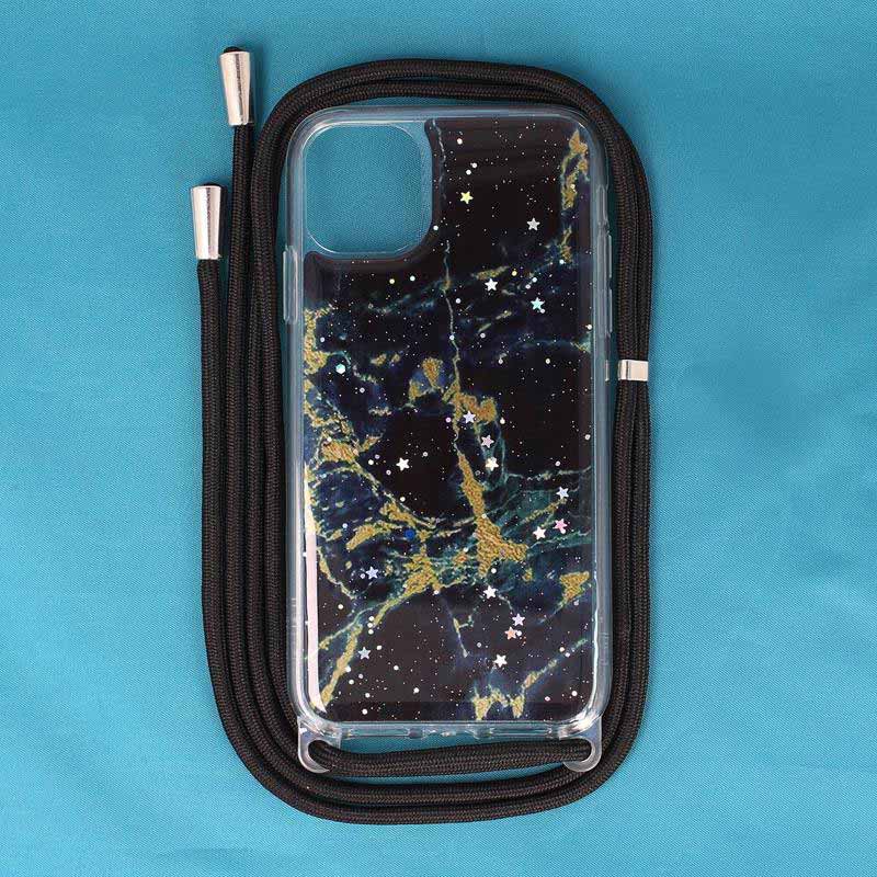 Glitter Cord Case με Κορδόνι Back Case (Samsung Galaxy A02S) black