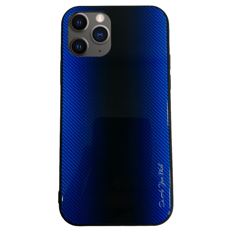 Tempered Glass Striped Case Back Cover (iPhone 11 Pro) blue