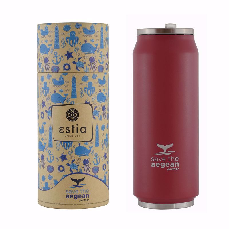 Estia Travel Cup 500ml Save Τhe Aegean (Red Matte)