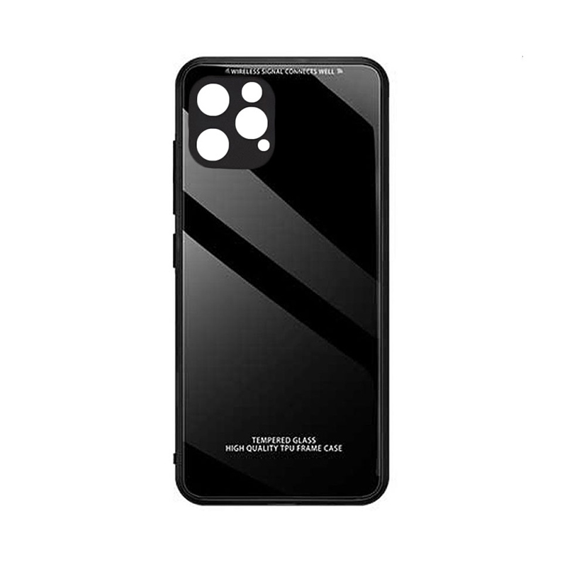 Tempered Glass Case Back Cover (iPhone 12 Mini) black