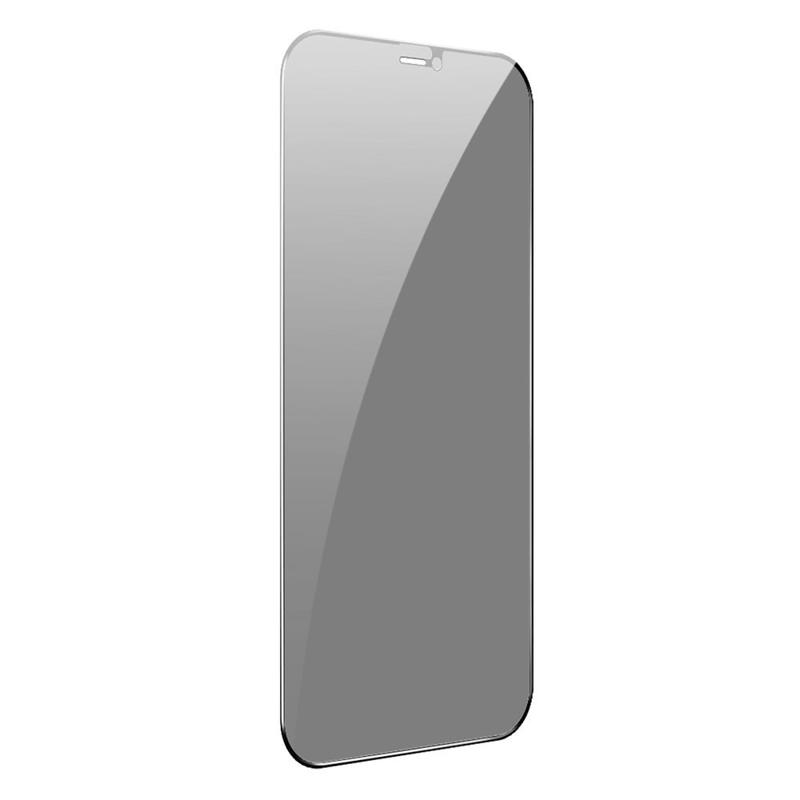 Baseus 2x 0.3mm Anti-Spy Full Cover Tempered Glass (iPhone 12 / 12 Pro) (KS01) black