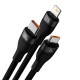 Baseus Flash Series II 3in1 FC Data Cable To M+L+C 100W 1.2m (black)