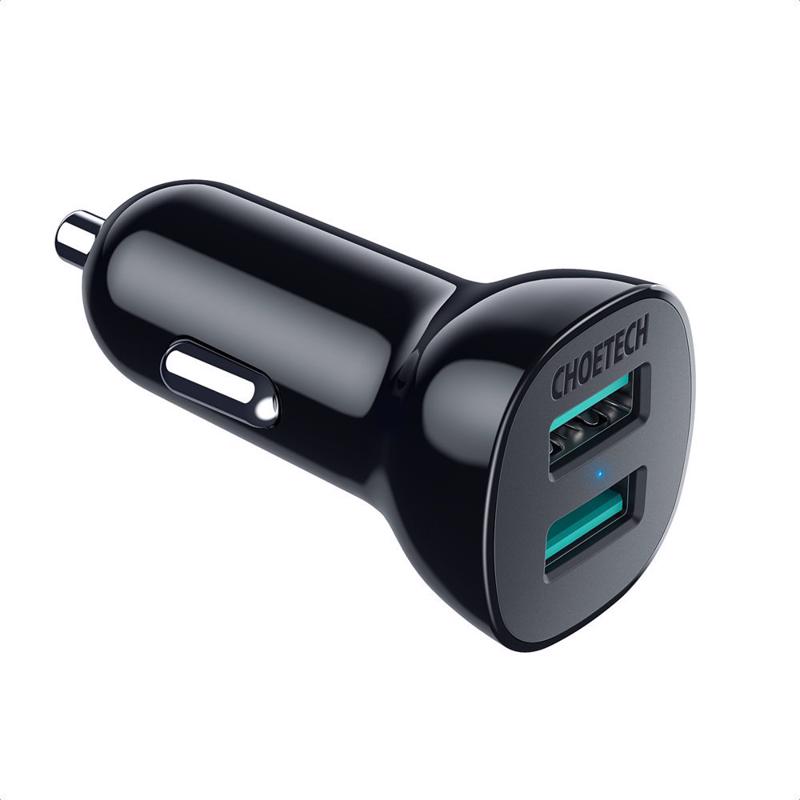 Choetech Car Charger 2x USB QC 3.0 30W 2,4A black (C0051)