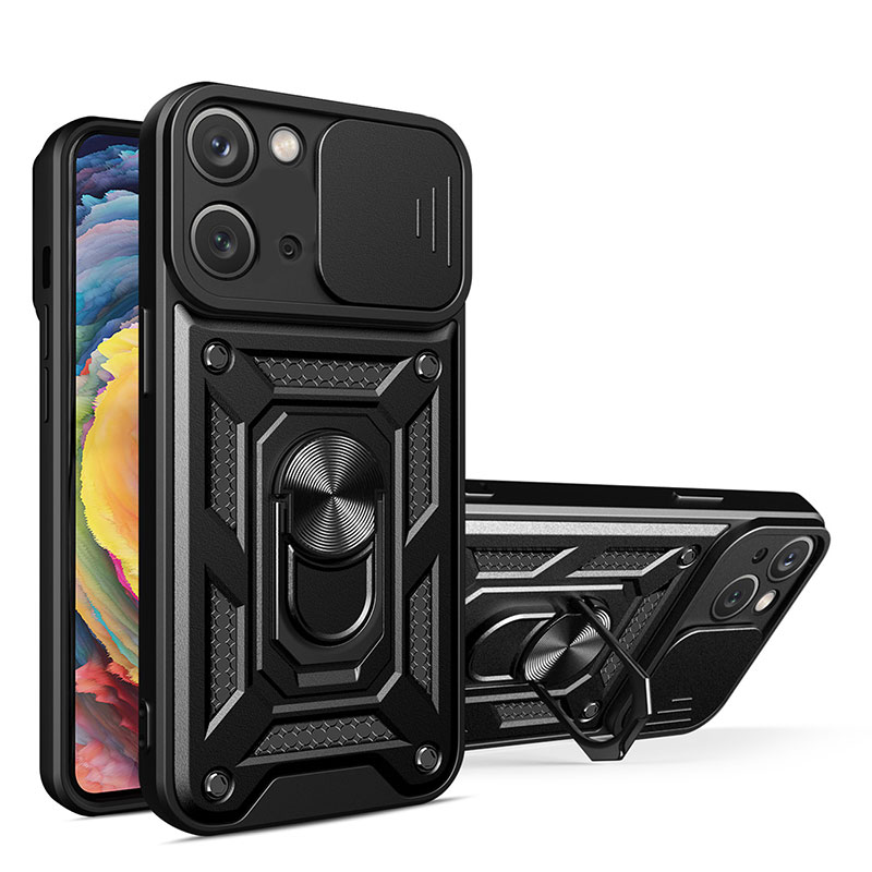 Slide Camera Armor Back Cover Case (Vivo Y35 / Y22s) black
