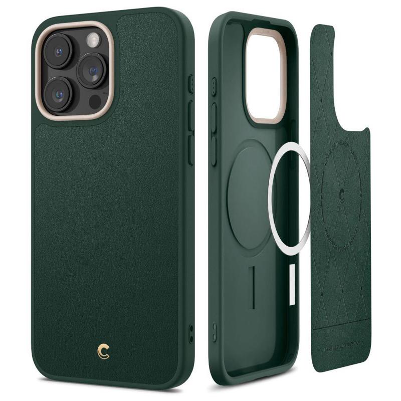 Spigen® Cyrill Kajuk MagFit Case Leather Case (iPhone 15 Pro Max) forest green