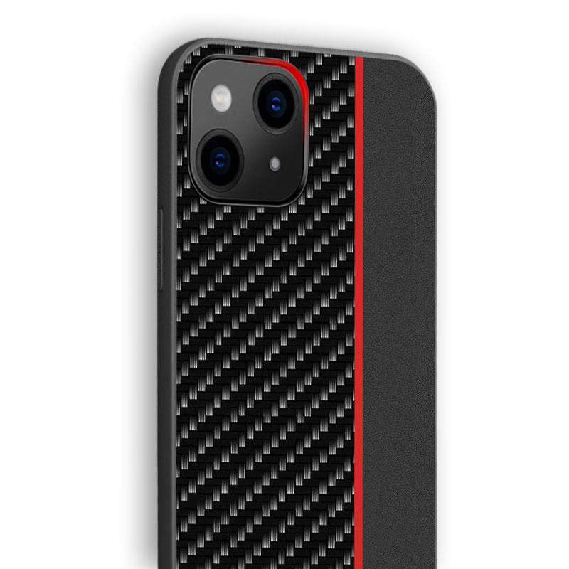 Carbon Leather TPU Case Back Cover (Samsung Galaxy A32 5G) black-red