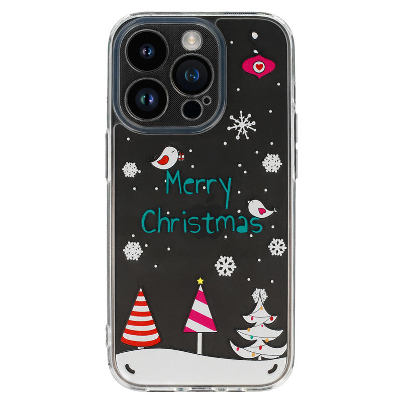 Christmas Back Cover Case (iPhone 15) D4 clear snow mountain