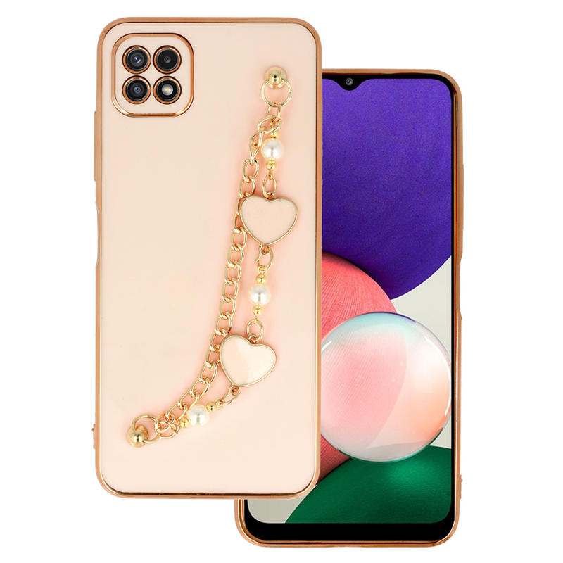 Lux Chain Series Back Cover Case (Samsung Galaxy A22 5G) design 3 light-pink