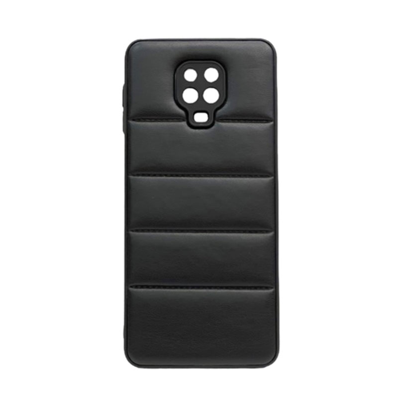 Puffer Eco Leather Back Cover Case (Xiaomi Redmi Note 9S / 9 Pro) design 2 black