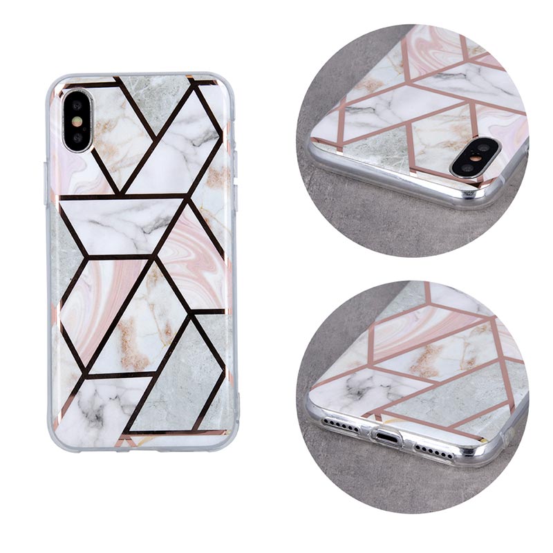 Geometric Marmur Case Back Cover (iPhone SE 2 / 8 / 7) pink