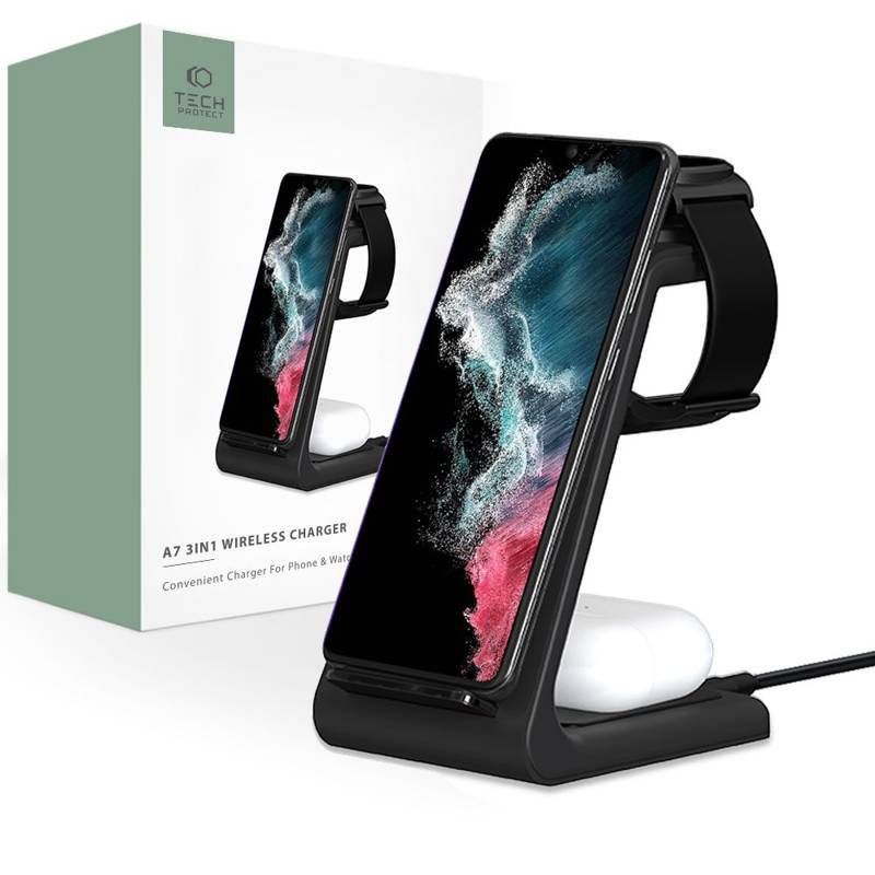 Tech-Protect A7 3in1 Wireless Charger Ασύρματος Φορτιστής Android (black)