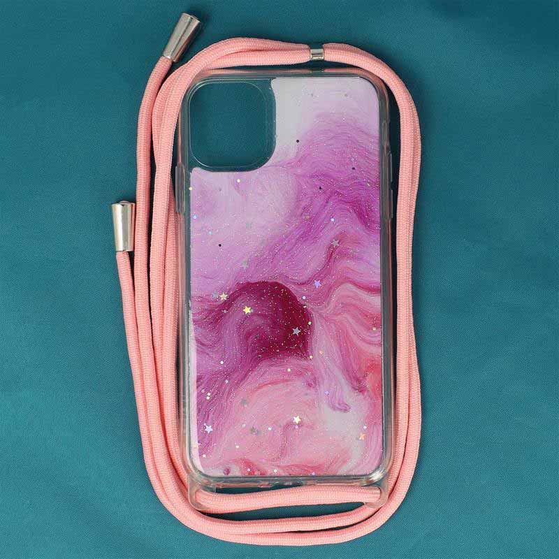 Glitter Cord Case με Κορδόνι Back Case (Samsung Galaxy A02S) pink
