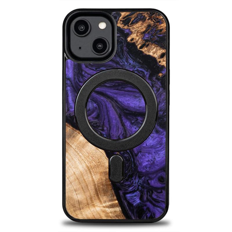 Bewood® Unique Violet Wood and Resin MagSafe Case (iPhone 15) purple
