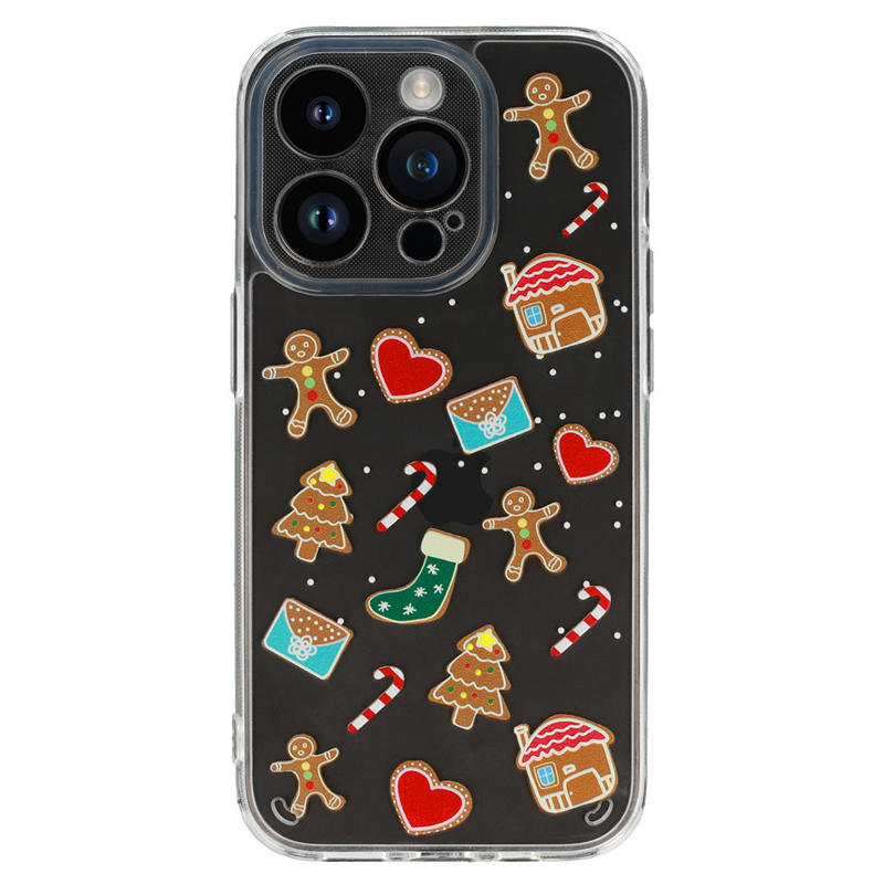 Christmas Back Cover Case (iPhone 15 Pro) D2 clear gingerbread cookies