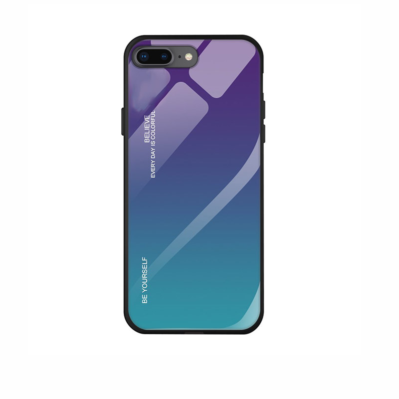 Tempered Glass Case Back Cover (iPhone 8 Plus / 7 Plus) green-purple