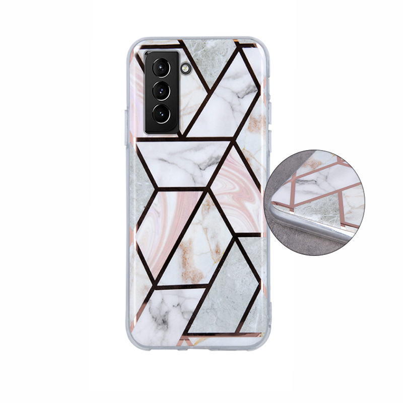 Geometric Marmur Case Back Cover (Samsung Galaxy S22) pink