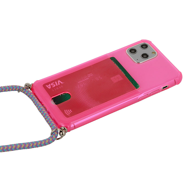 Strap Fluo Cord Case με Κορδόνι Back Cover (iPhone 12 / 12 Pro) pink