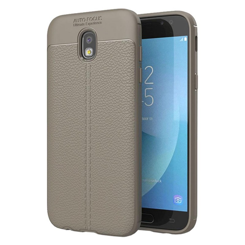 Litchi Pattern Leather Case Back Cover (Samsung Galaxy J7 2017) grey